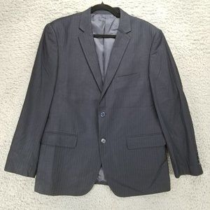 Alain Deputit Jacket Mens 40S Blue Long Sleeve 2 Button Blazer